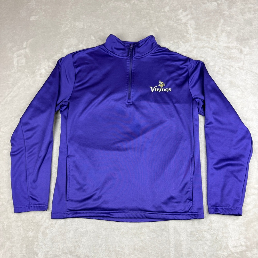 Dunbrooke Minnesota Vikings Pullover Sweater Mens Medium Purple 1/4 Zip NFL EUC